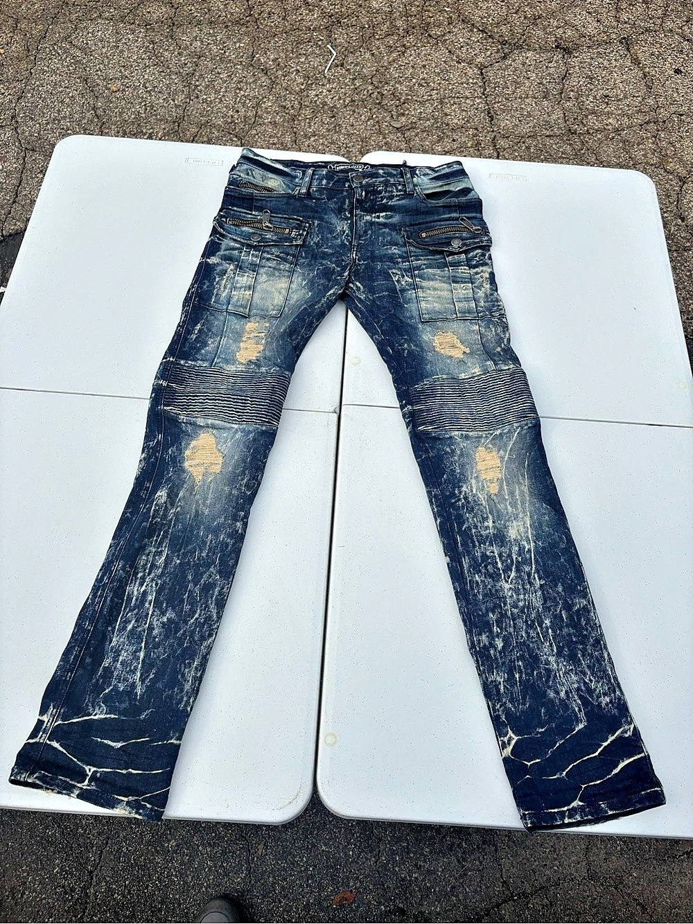 Robin's Jean Distressed Skinny Jeans in Blue Waist 34